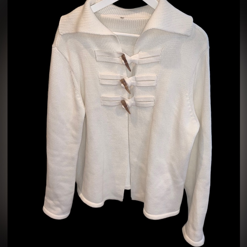Haiku Cardigan‎ Sweater Women's Large Toggle Buttons Chunky Knit Ivory